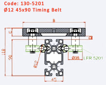 Roller Timing Module 45x90 Drawing