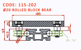 Rolled Block Guiding Ø20 Drawing
