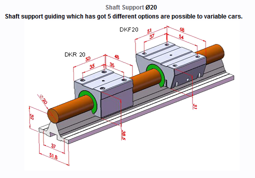 Shaft Support Ø16-20-25-30 Double Bearing Drawing