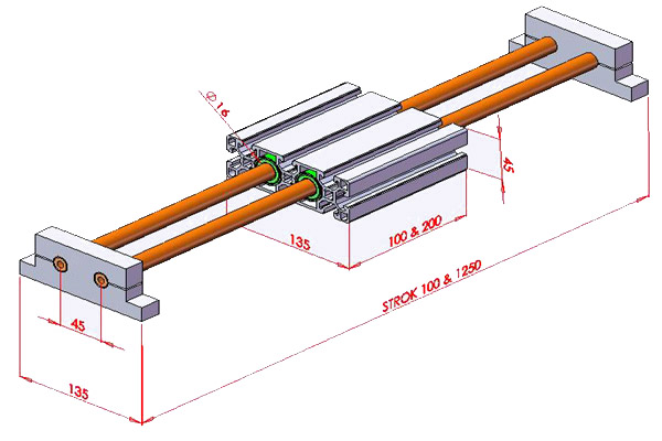 Guiding of Inside the Profile 45x135 Double Miles Drawing