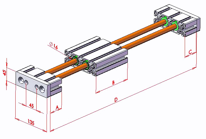 Guiding of Inside the Profile 45x135 Double Miles Drawing