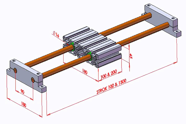 Guiding of Inside the Profile 45x180 Double Miles Drawing