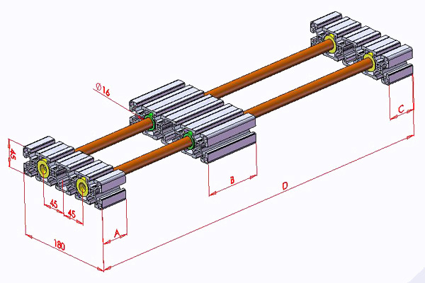 Guiding of Inside the Profile 45x180 Double Miles Drawing