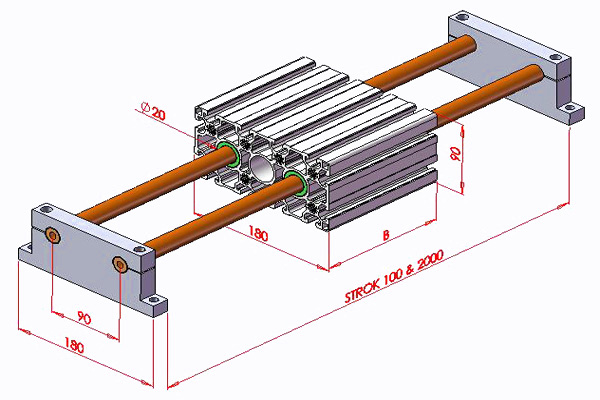 Guiding of Inside the Profile 90x180 Double Miles Drawing