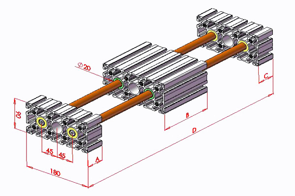 Guiding of Inside the Profile 90x180 Double Miles Drawing