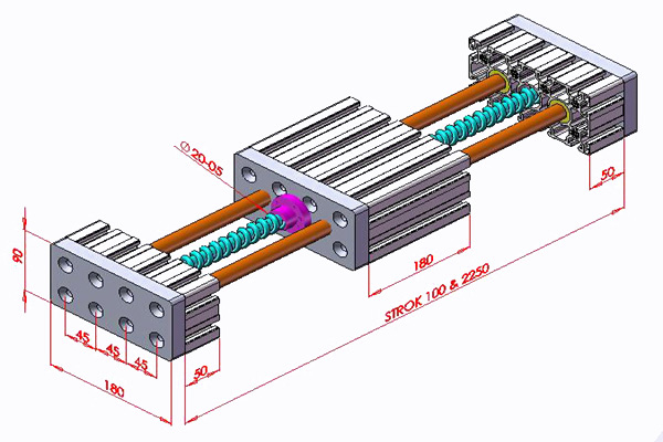 Screw Guiding of Inside the Profile 90x180 Drawing